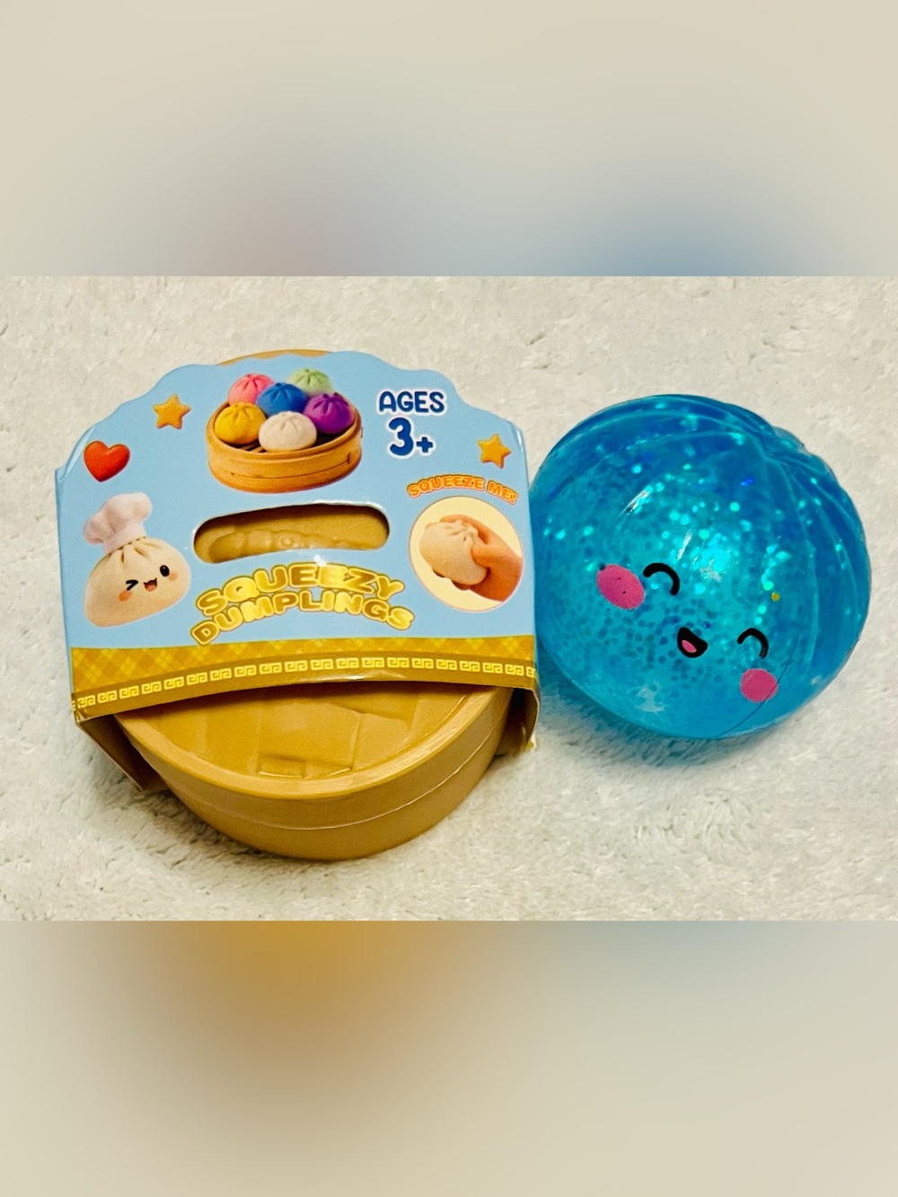 Mini Squeezy Dumplings Kids Toy with Glitter Squeeze